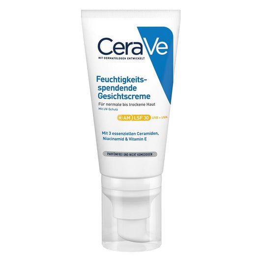 CeraVe Moisturising Face Cream with SPF 30, Hydrating Day Cream with Light Protection for Normal to Dry Skin, Protection from UVA and UVB Radiation, 1 x 52 ml